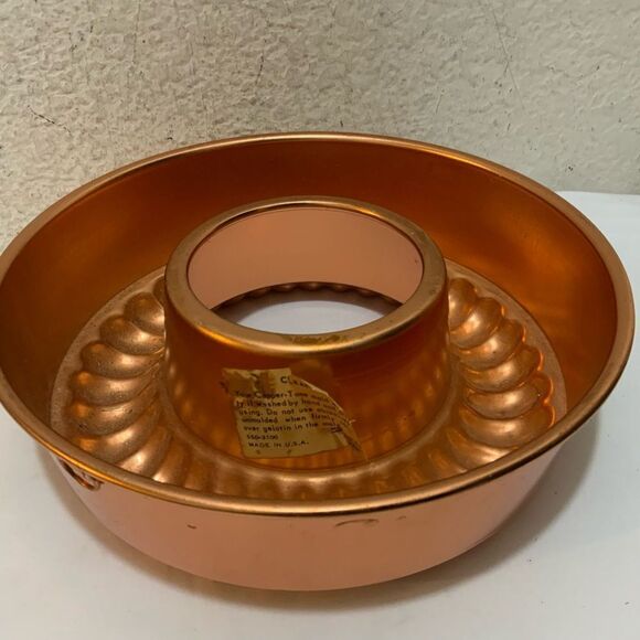 Vintage Mirro Copper Tone Jello Mold Bundt Cake Pan Tin Circle 6 Cup - Picture 2 of 6